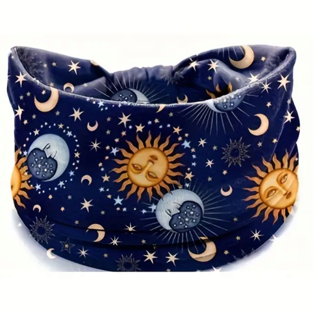 25. Blue Celestial Print Stars and Moon Bohemian Headband